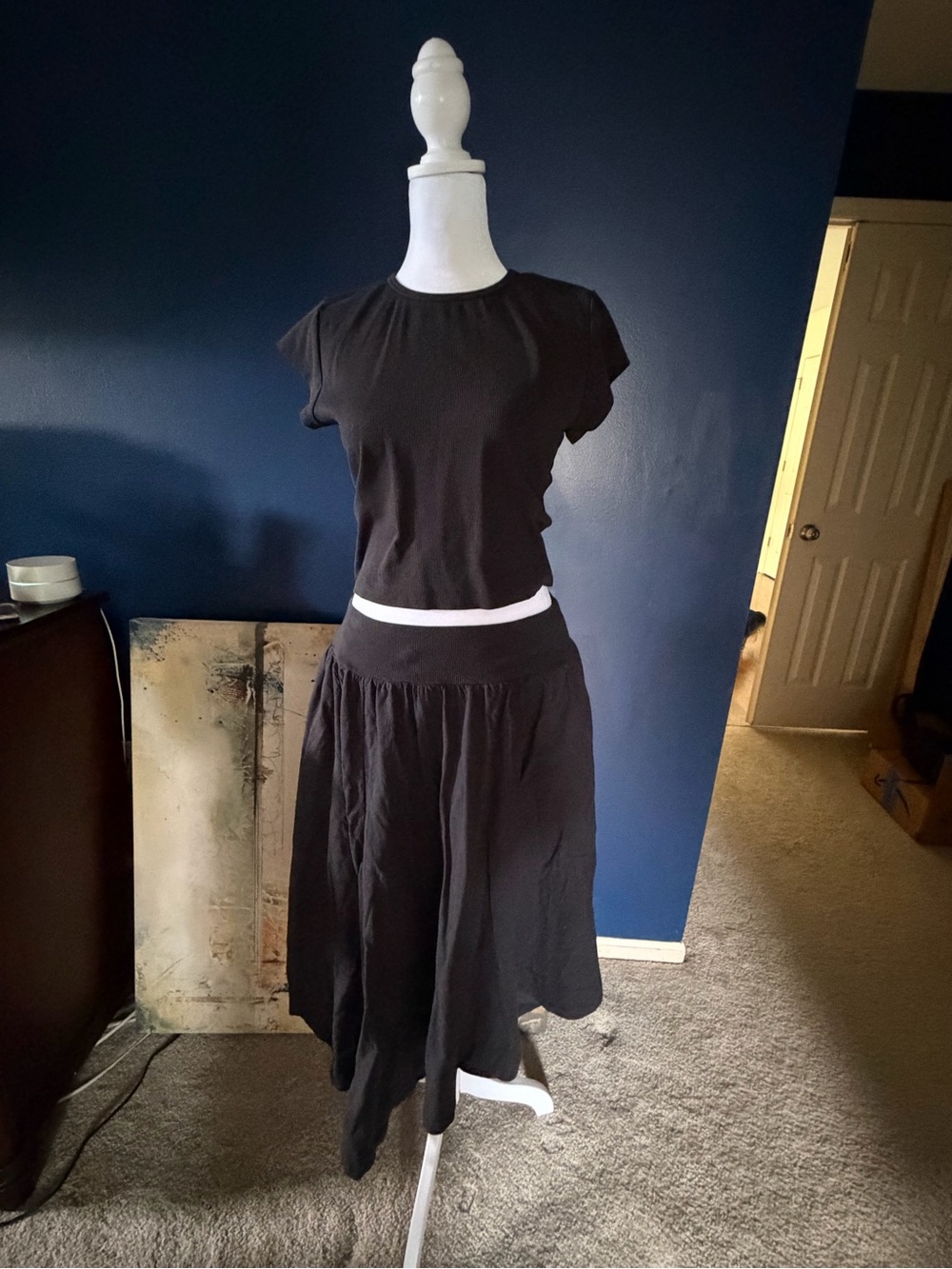 Free People Annette Tee Skirt Set Black Medium - Picture 4 of 5